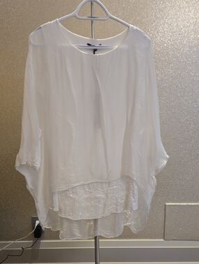 Charlie B White Layered Sheer Tunic Top